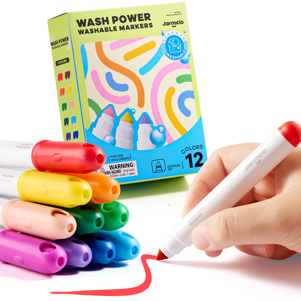 Jarmelo - Washable Markers for Kids Toddlers (12 Ct.)