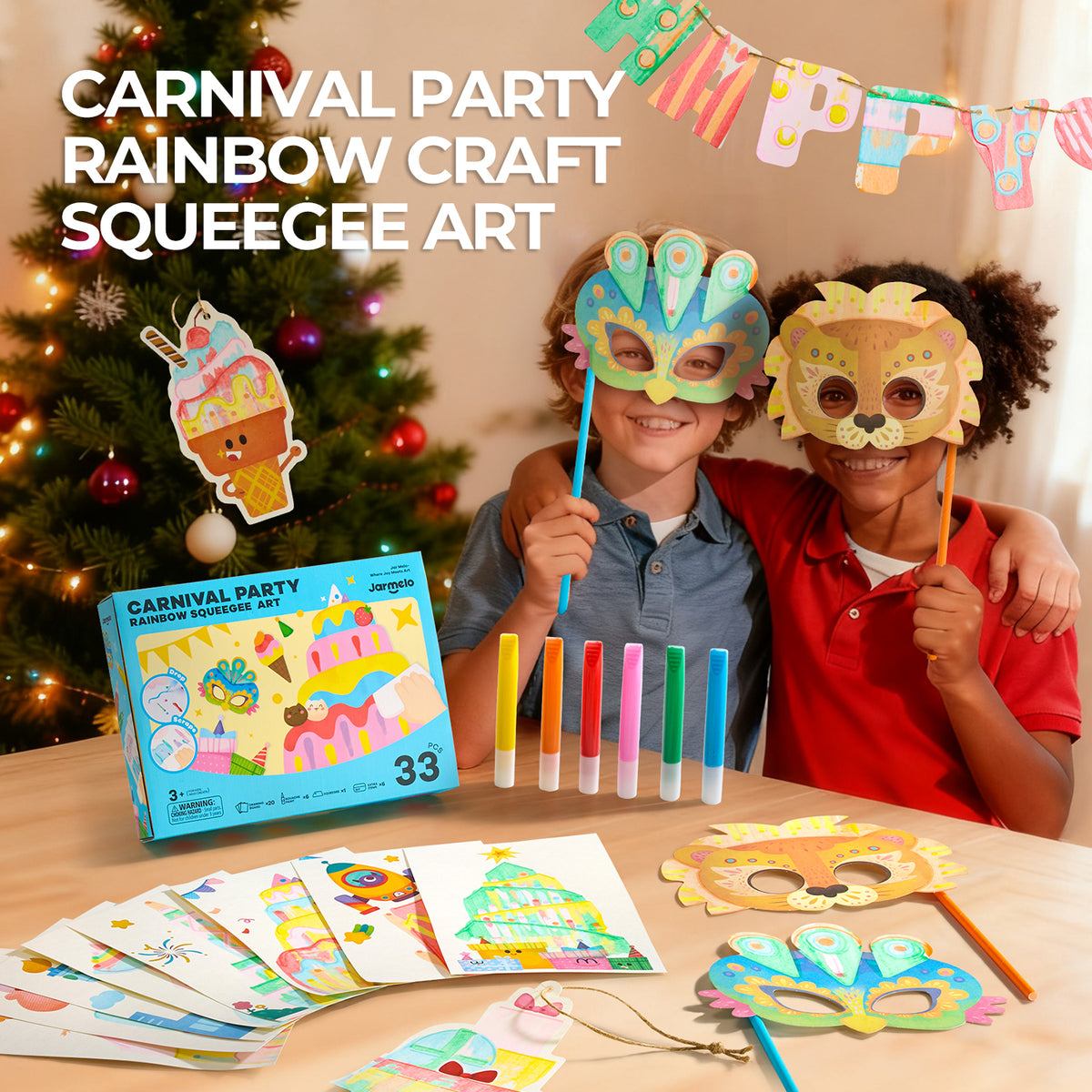 Jarmelo - Carnival Party Rainbow Squeegee Art