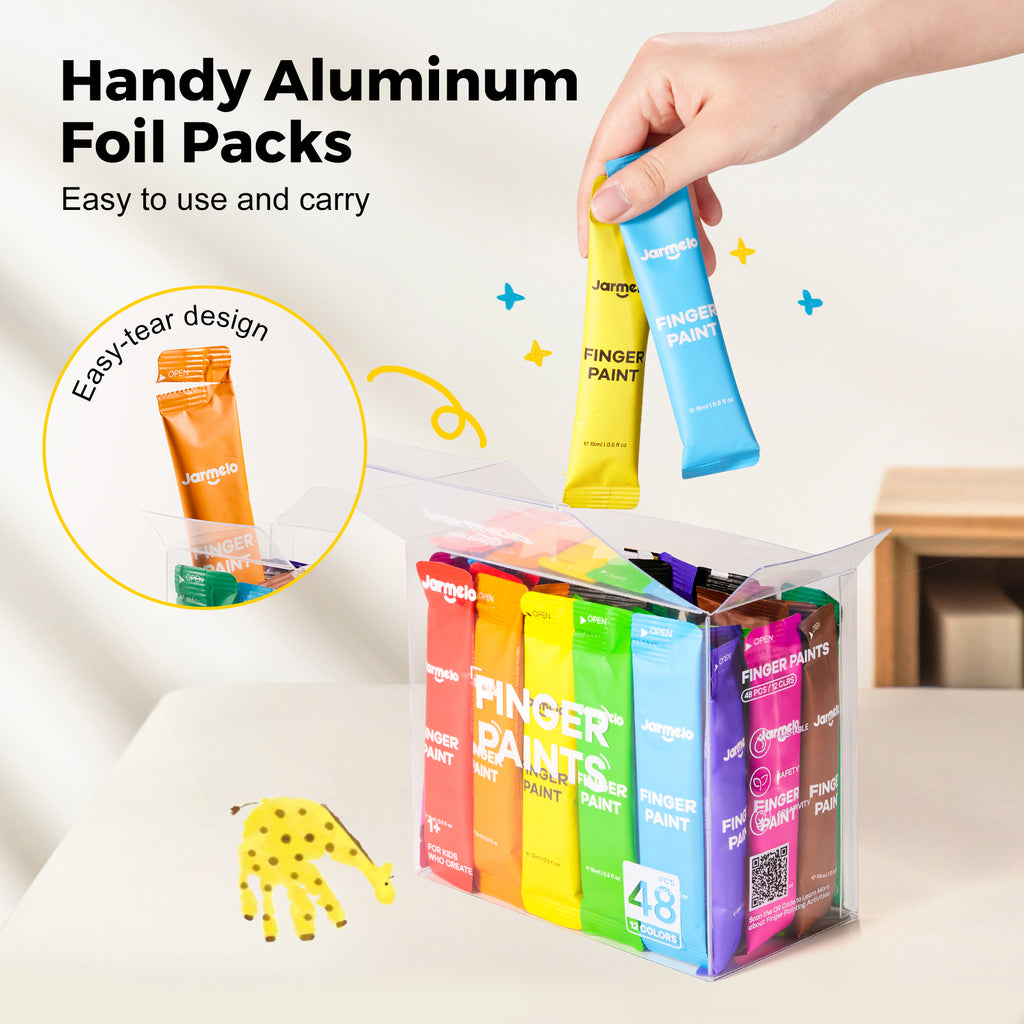 Jarmelo - Color Burst Finger Paint, 12 Colors (48 Ct.)