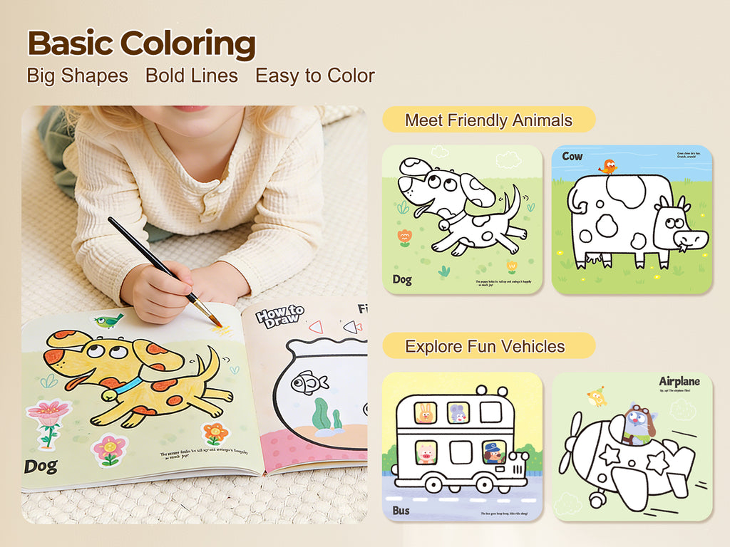 Jarmelo - Play & Learn  Activity Coloring Book - Animals & Vehicles