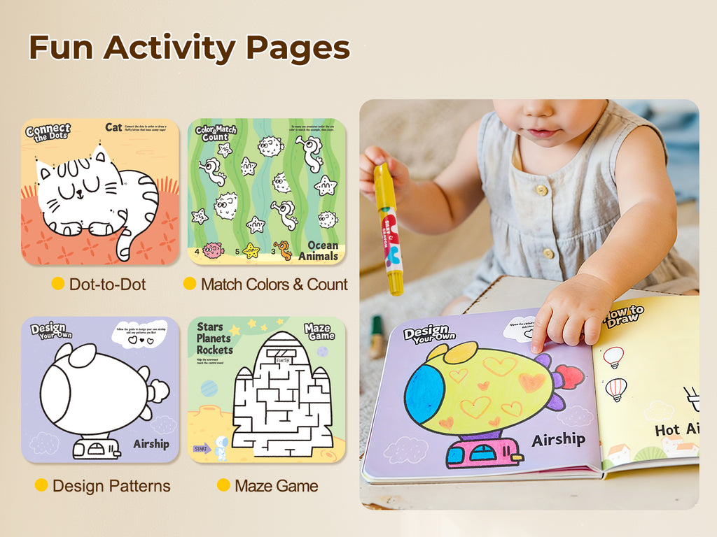 Jarmelo - Play & Learn  Activity Coloring Book - Animals & Vehicles