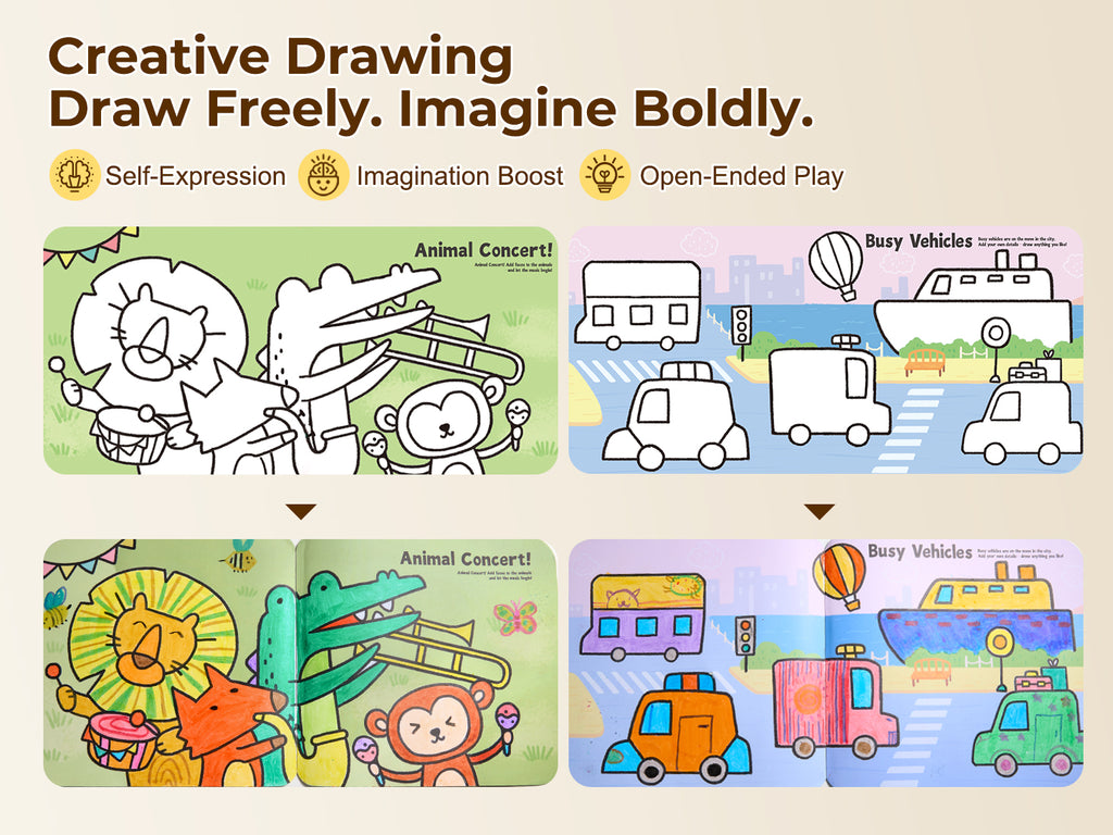 Jarmelo - Play & Learn  Activity Coloring Book - Animals & Vehicles