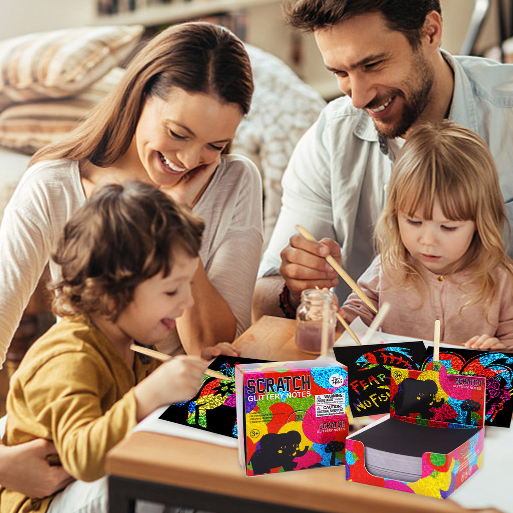Jarmelo - Scratch Art Glittery Notes; Rainbow Holographic Scratch Paper