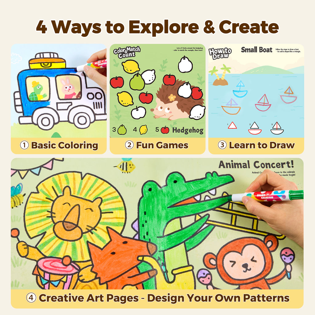 Jarmelo - Play & Learn  Activity Coloring Book - Animals & Vehicles