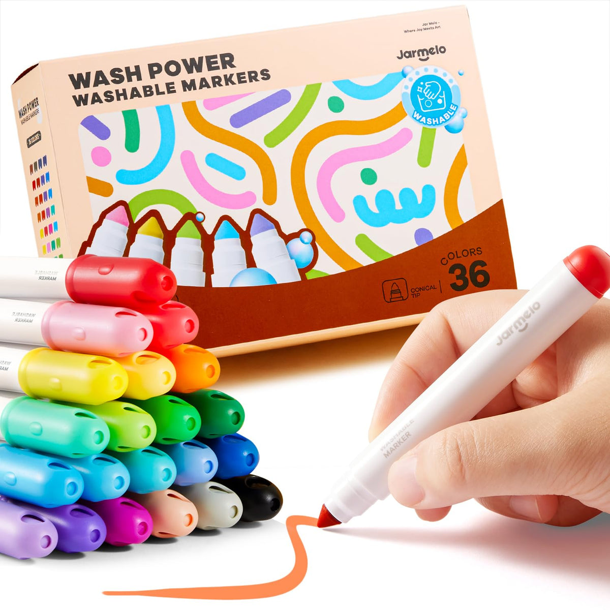 Jarmelo - Washable Markers for Kids Toddlers (36 Ct.)