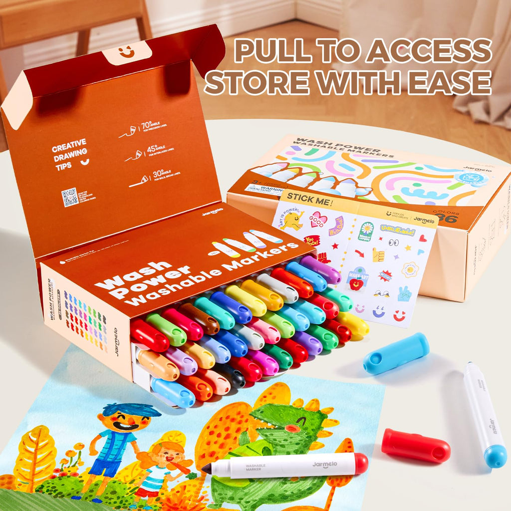 Jarmelo - Washable Markers for Kids Toddlers (36 Ct.)