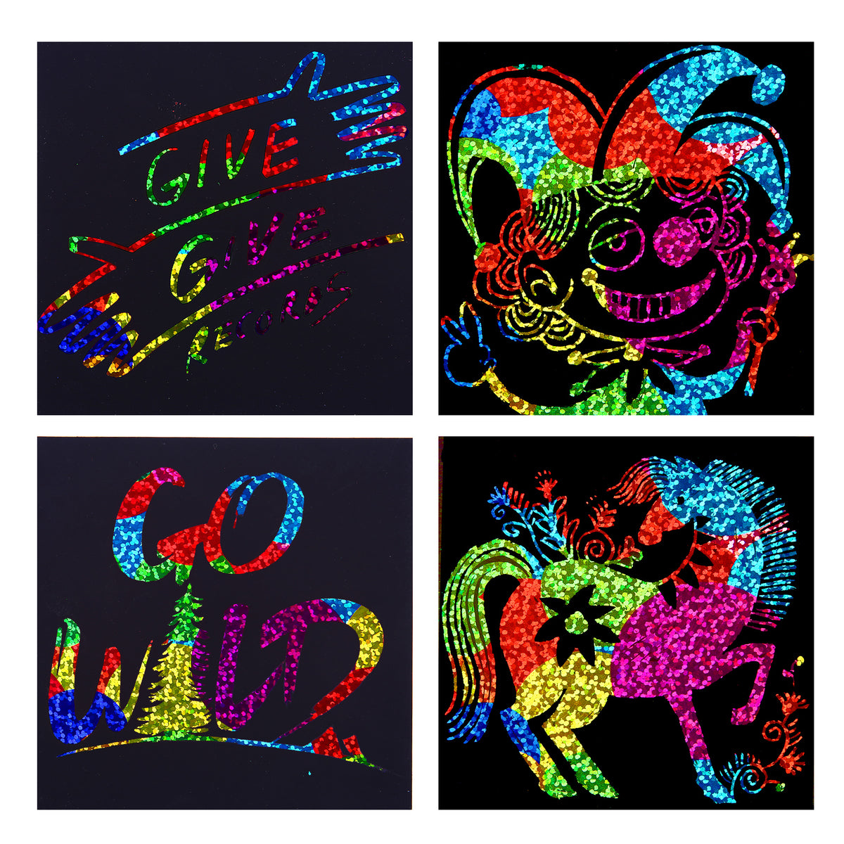 Jarmelo - Scratch Art Glittery Notes; Rainbow Holographic Scratch Paper