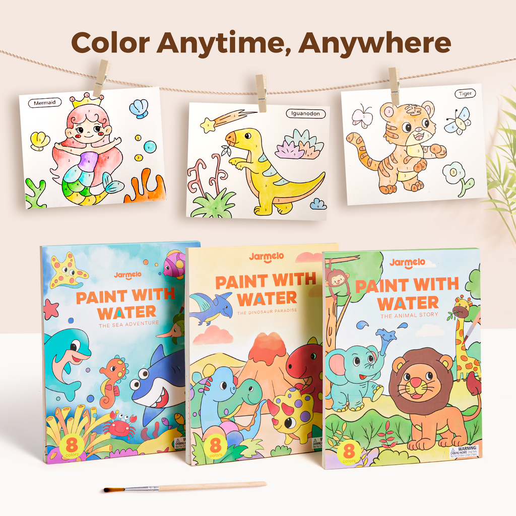 Jarmelo - Paint with Water Books - Dinosaurs