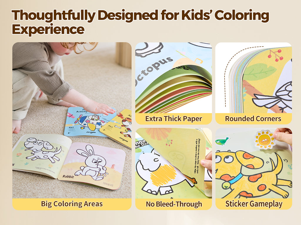 Jarmelo - Play & Learn  Activity Coloring Book - Animals & Vehicles