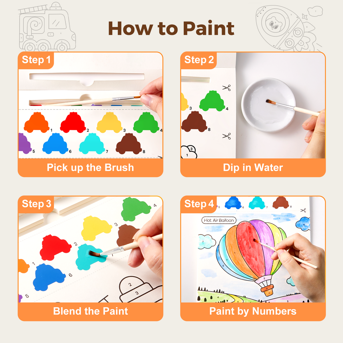 Jarmelo - Paint with Water Books - The Busy Vehicles