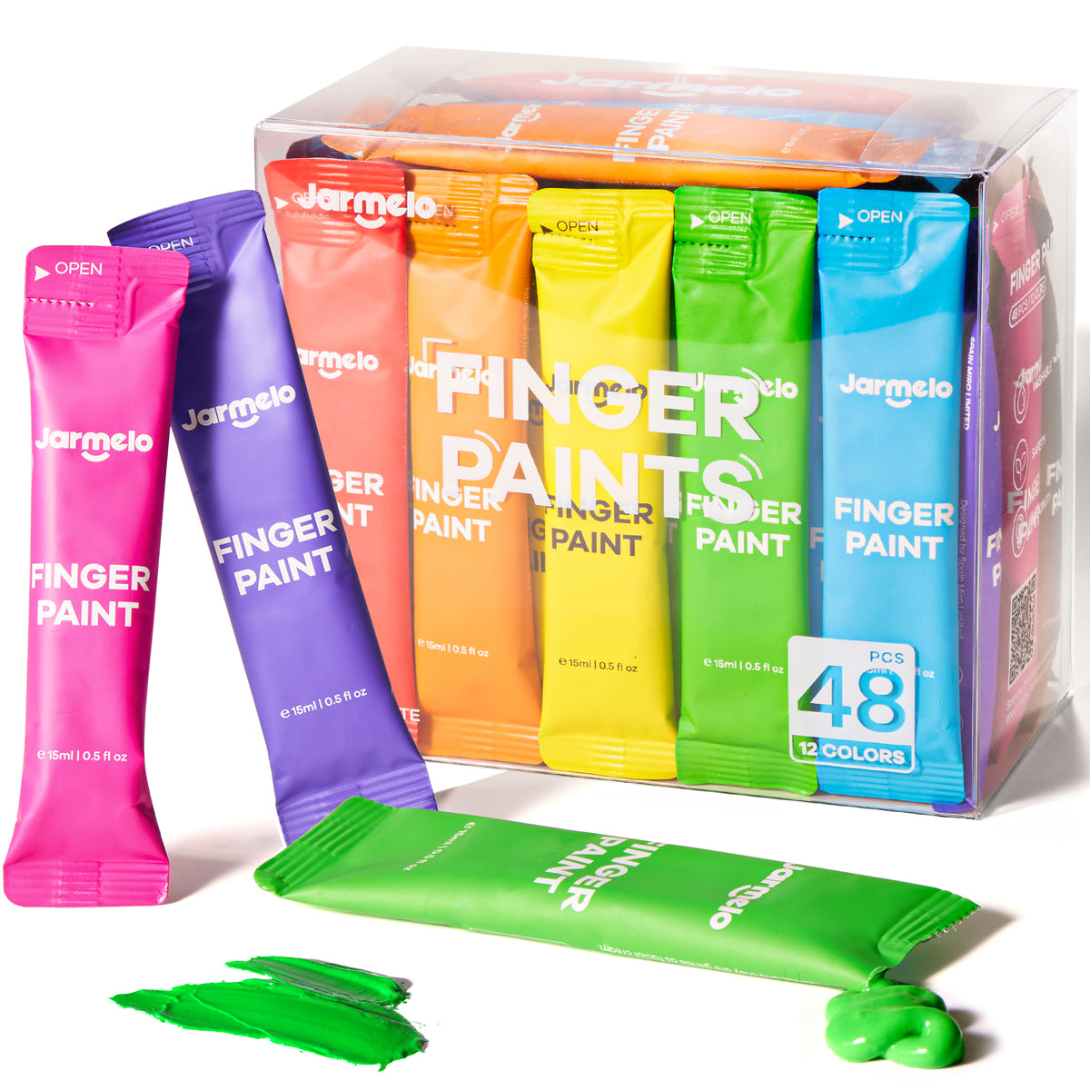 Jarmelo - Color Burst Finger Paint, 12 Colors (48 Ct.)