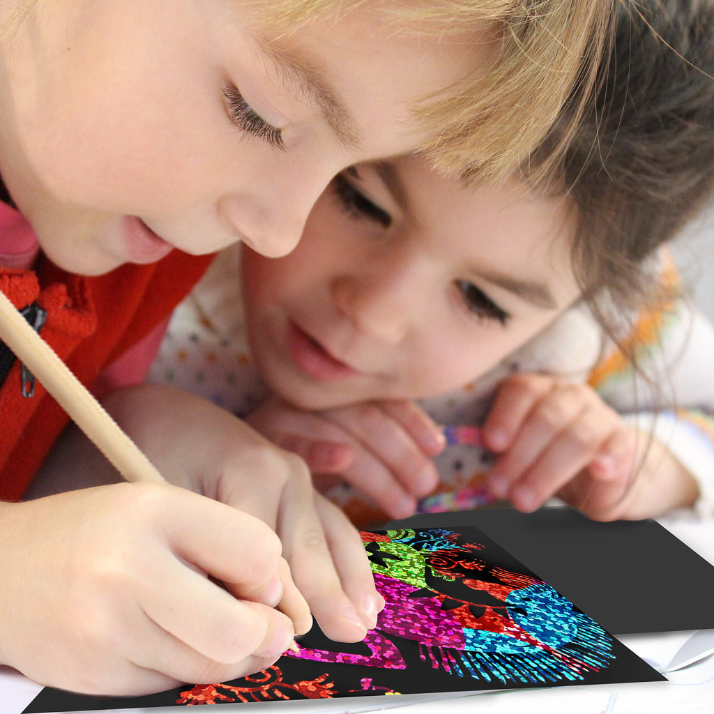 Jarmelo - Scratch Art Glittery Notes; Rainbow Holographic Scratch Paper