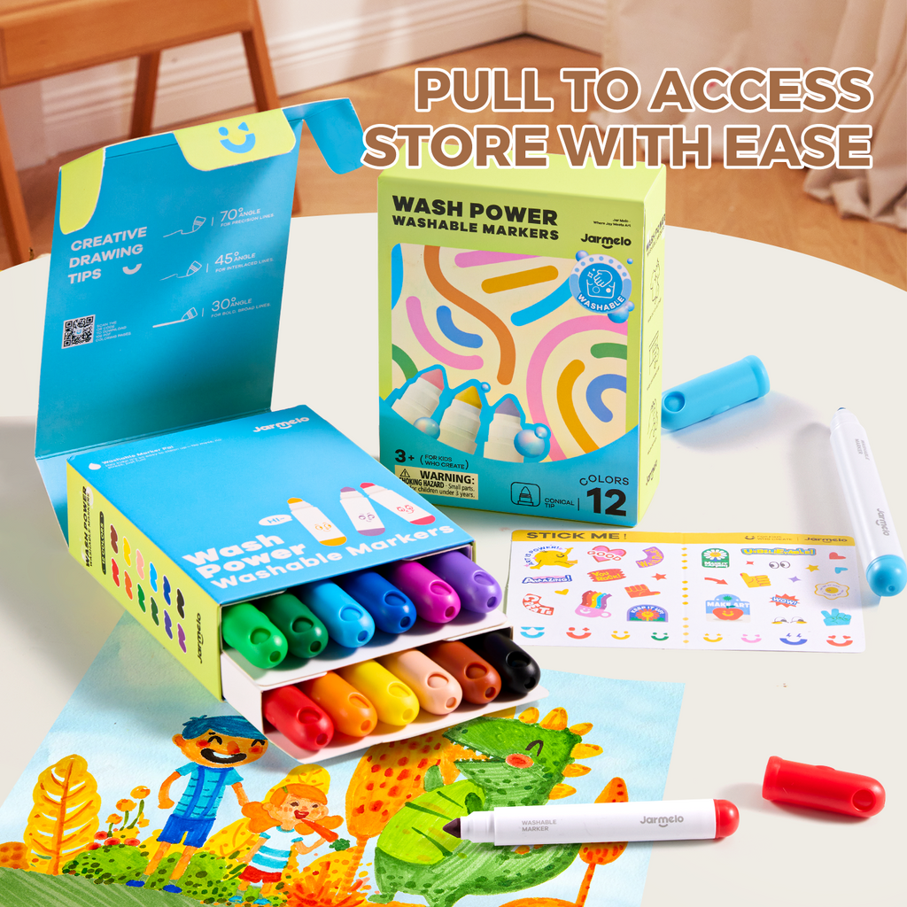 Jarmelo - Washable Markers for Kids Toddlers (12 Ct.)