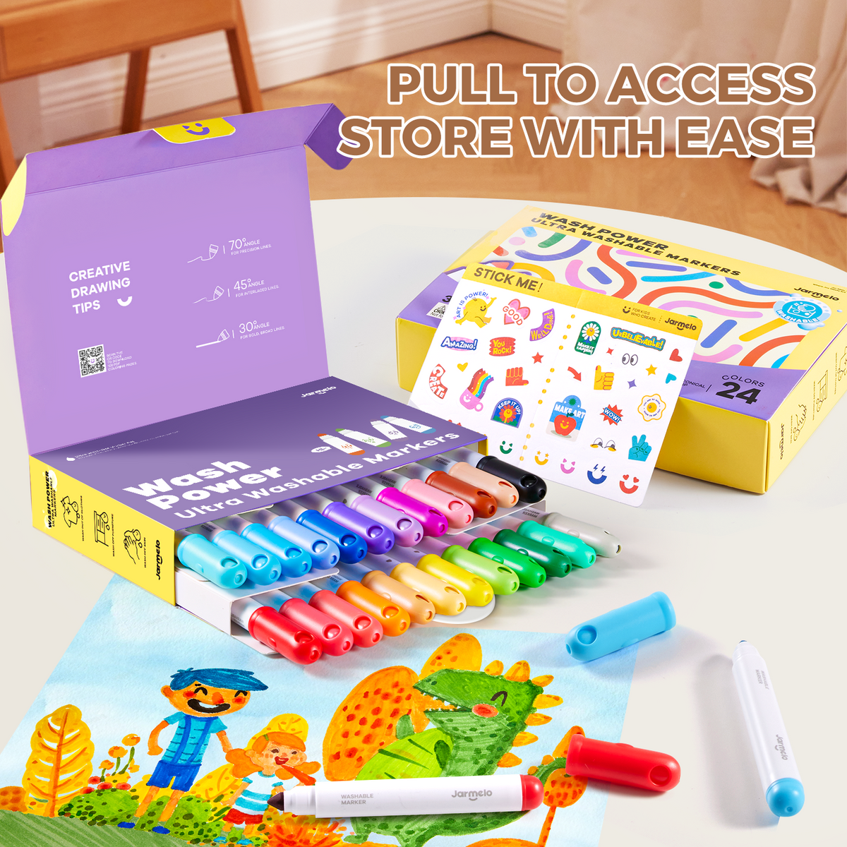 Jarmelo - Washable Markers for Kids Toddlers (24 Ct.)