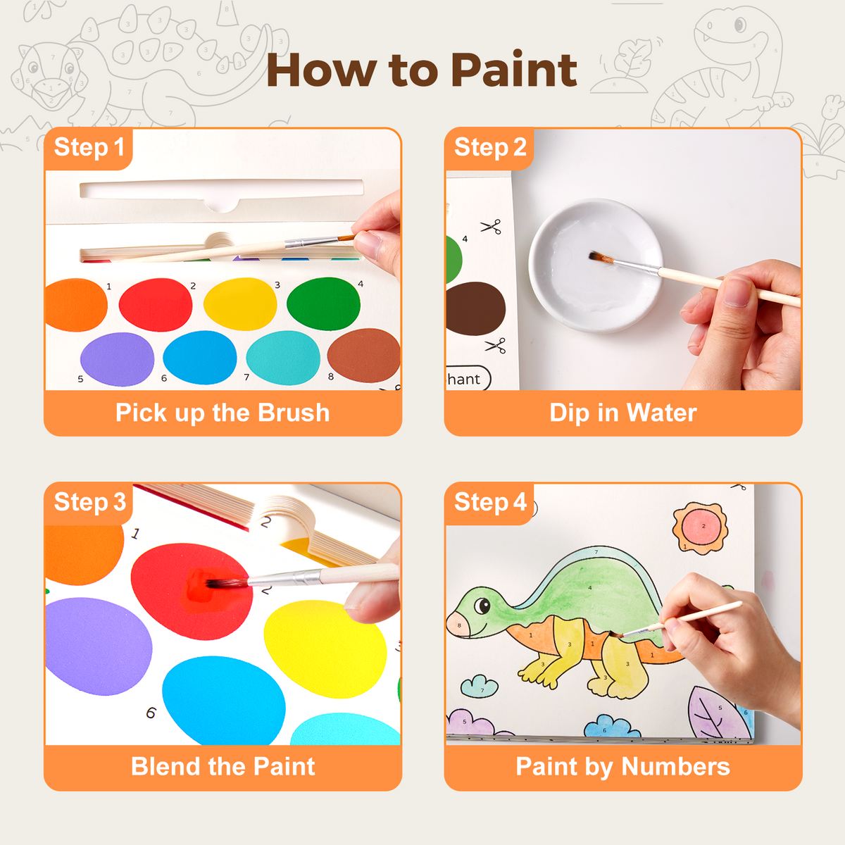 Jarmelo - Paint with Water Books - Dinosaurs