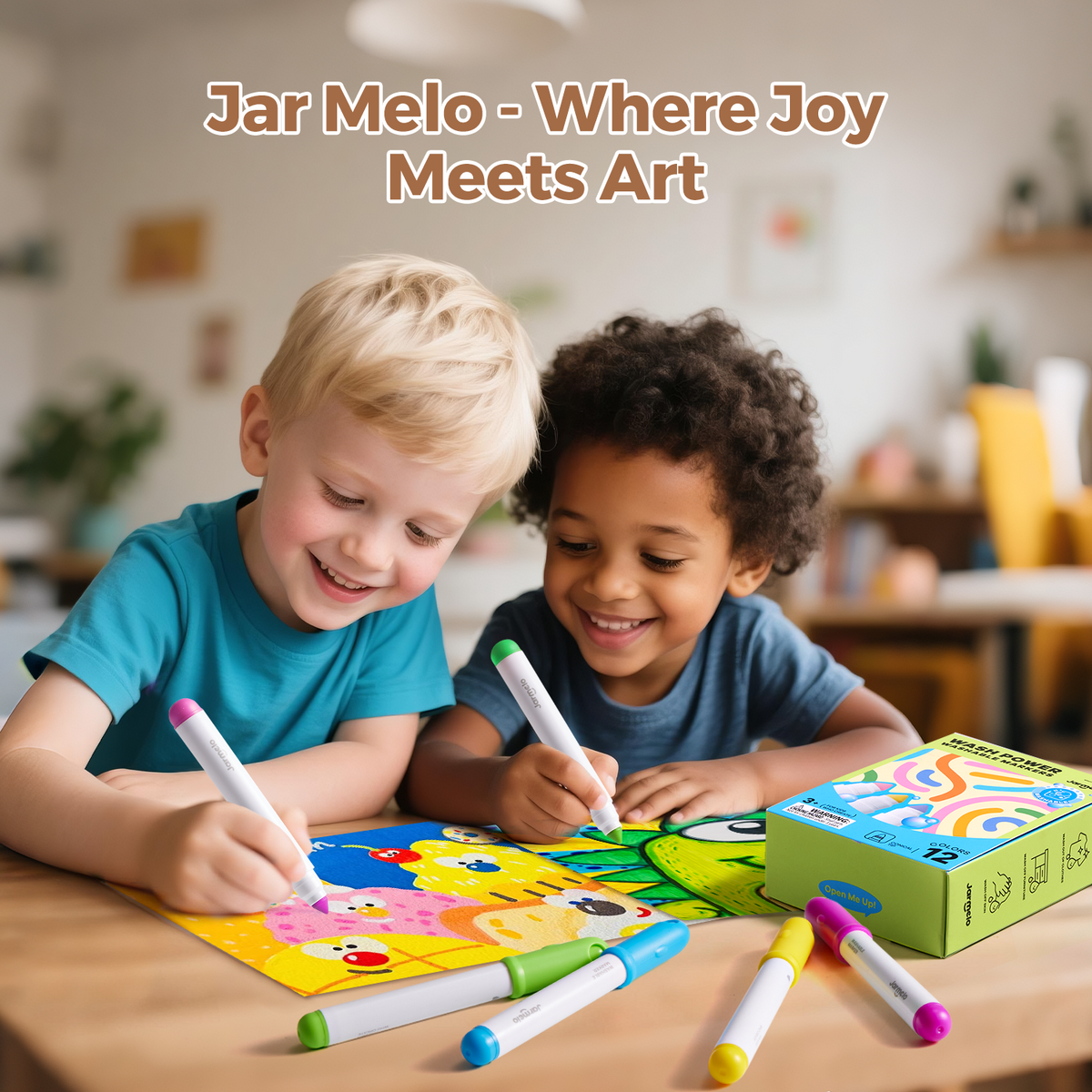 Jarmelo - Washable Markers for Kids Toddlers (12 Ct.)