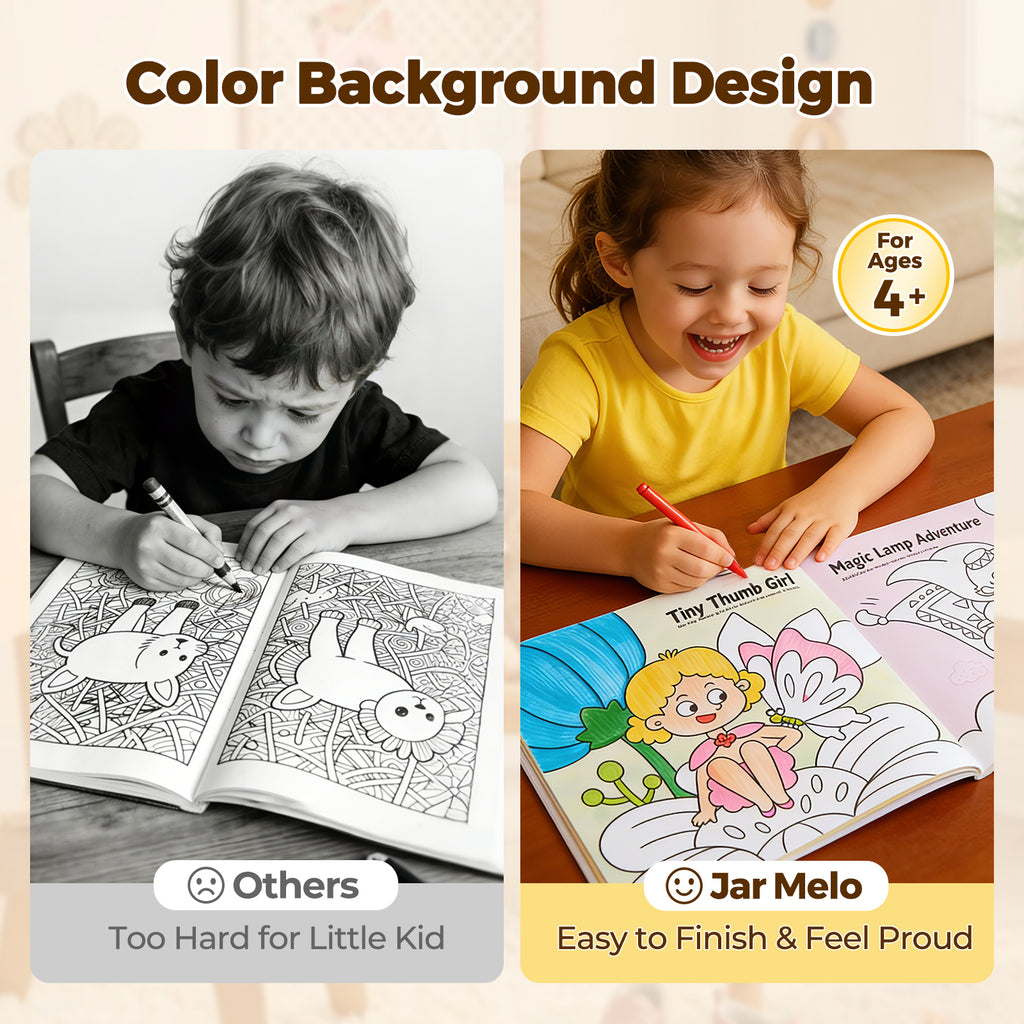 Jarmelo - Play & Learn  Activity Coloring Book - Dinosaurs & Fairy World
