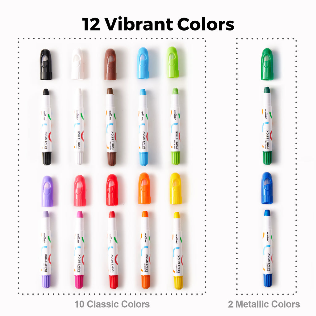 Jarmelo - Tempera Paint Sticks, Washable Solid Paint (12 Ct.)