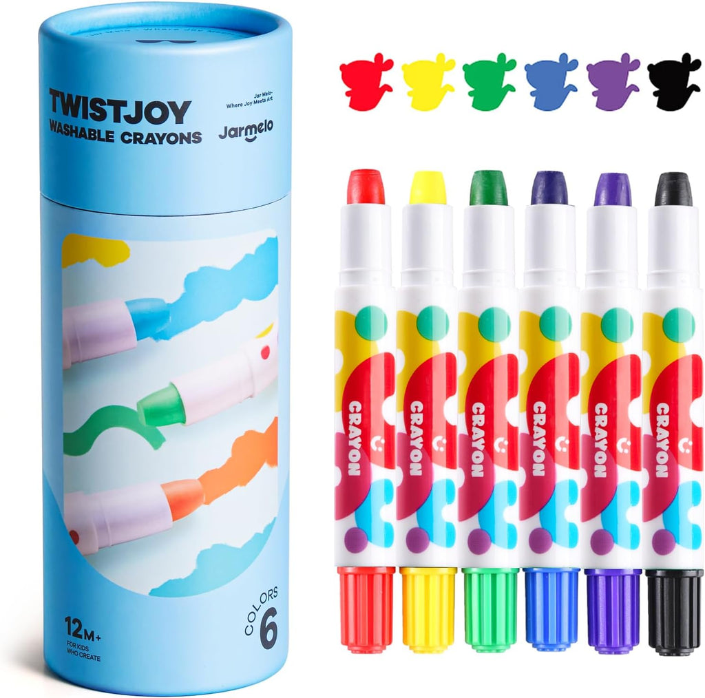 Jarmelo - Jumbo Crayons for Toddlers, Twist Joy Washable Crayon (6 Ct.)