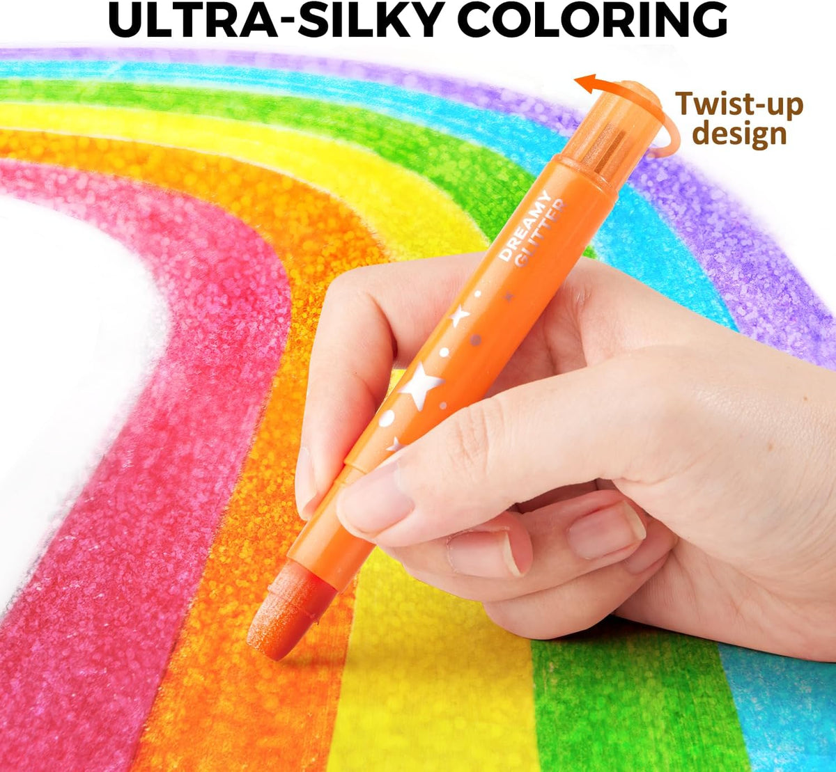 Jarmelo - Glitter Crayons for Toddlers 1-3, Crayons for Kids, (24 Ct.)