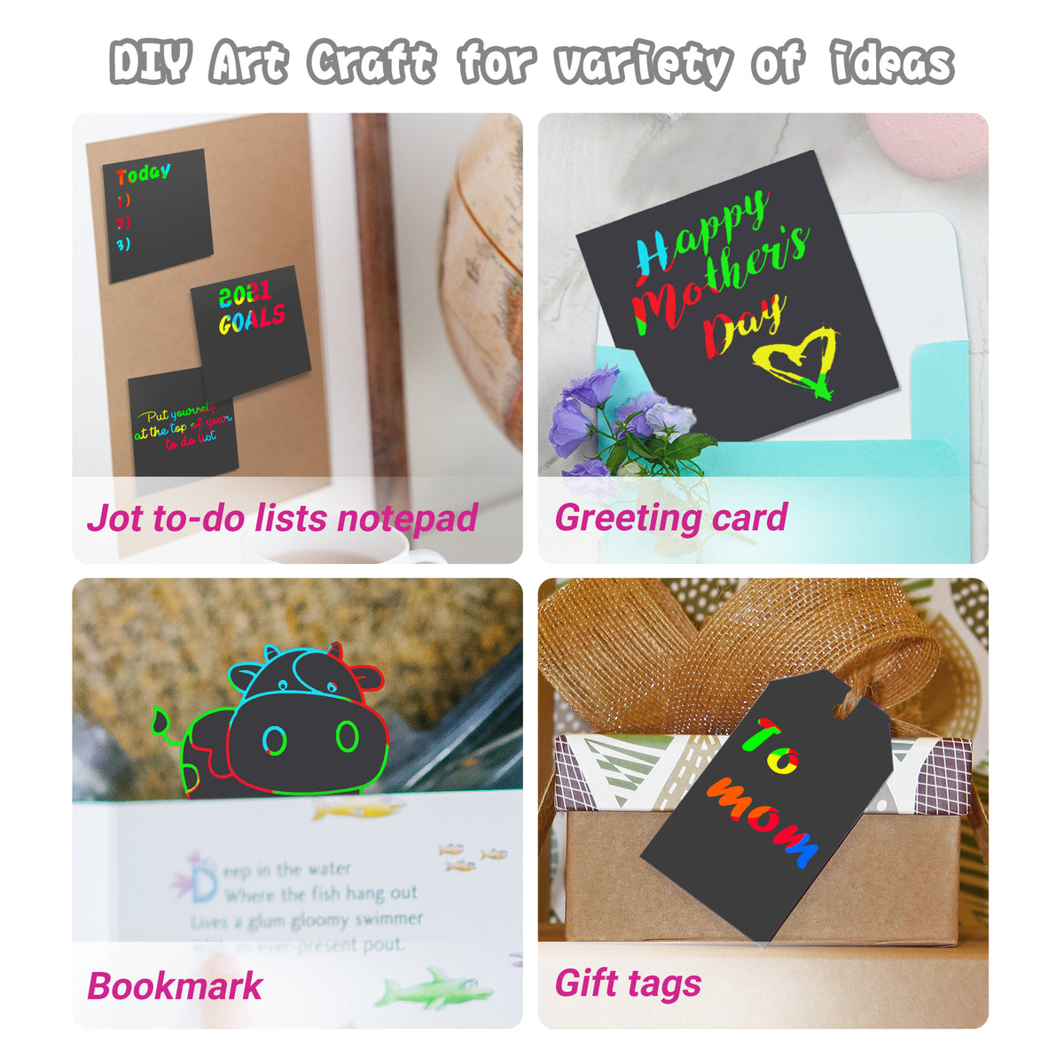 Jarmelo - Scratch Art Notes Set - Rainbow
