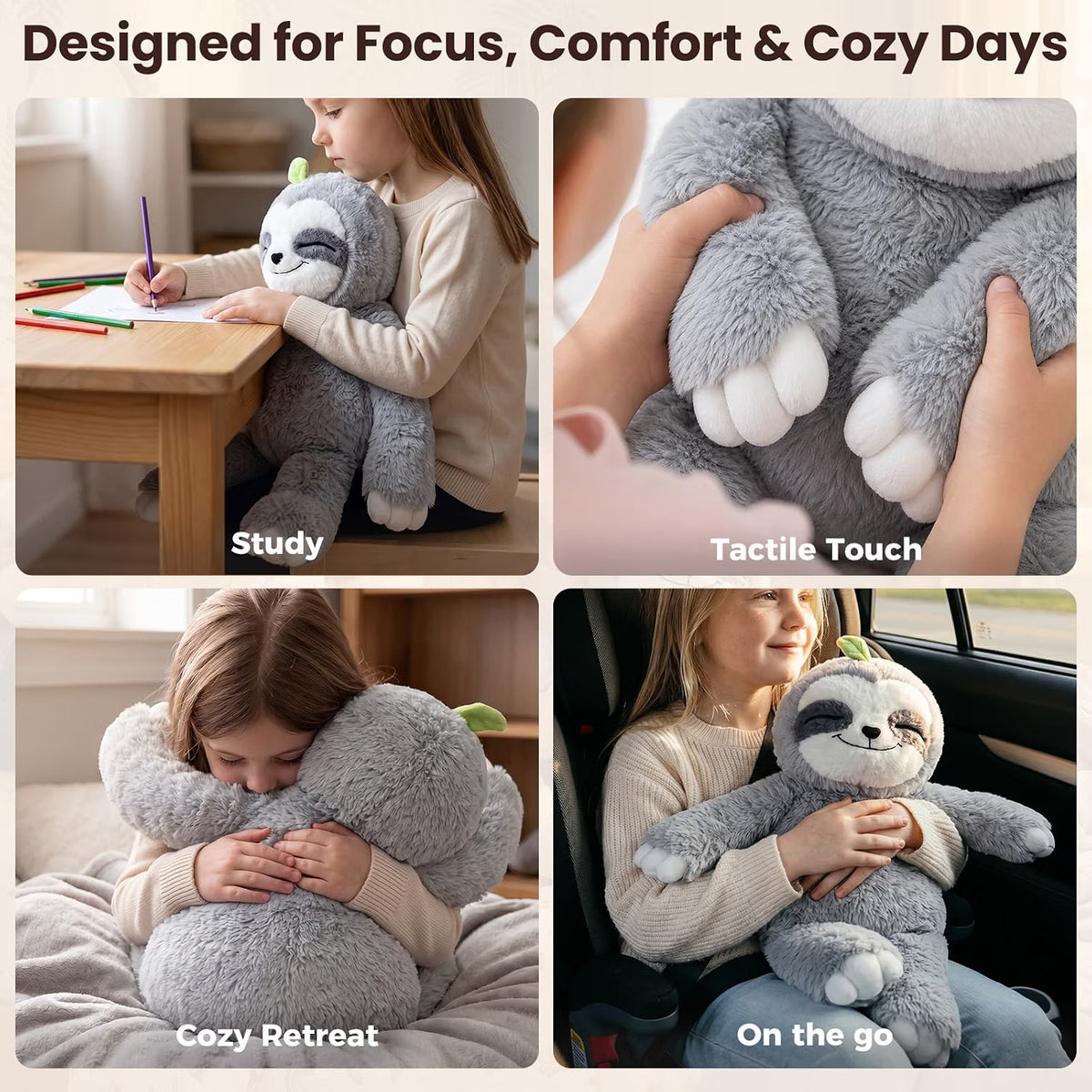 Mewaii - Weighted Stuffed Animals Sloth Plush, Heatable Coolable