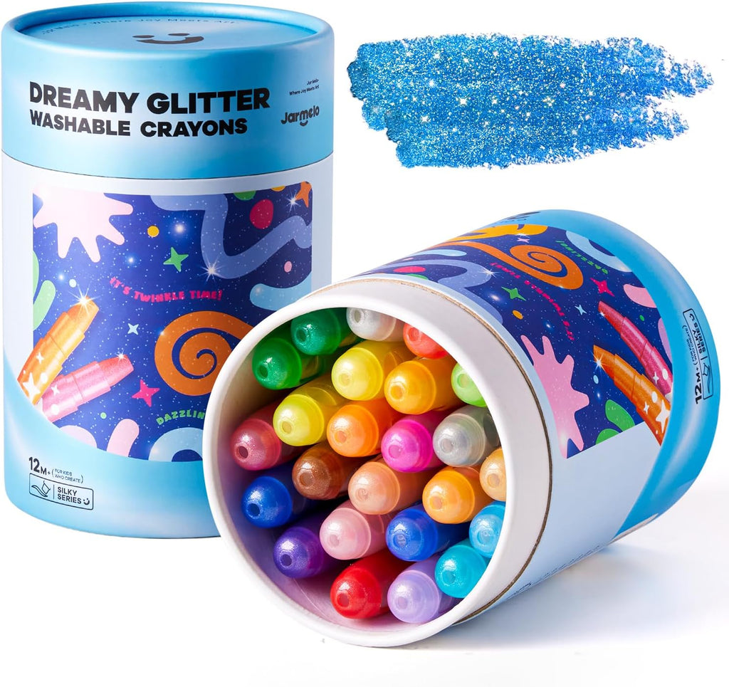Jarmelo - Glitter Crayons for Toddlers 1-3, Crayons for Kids, (24 Ct.)
