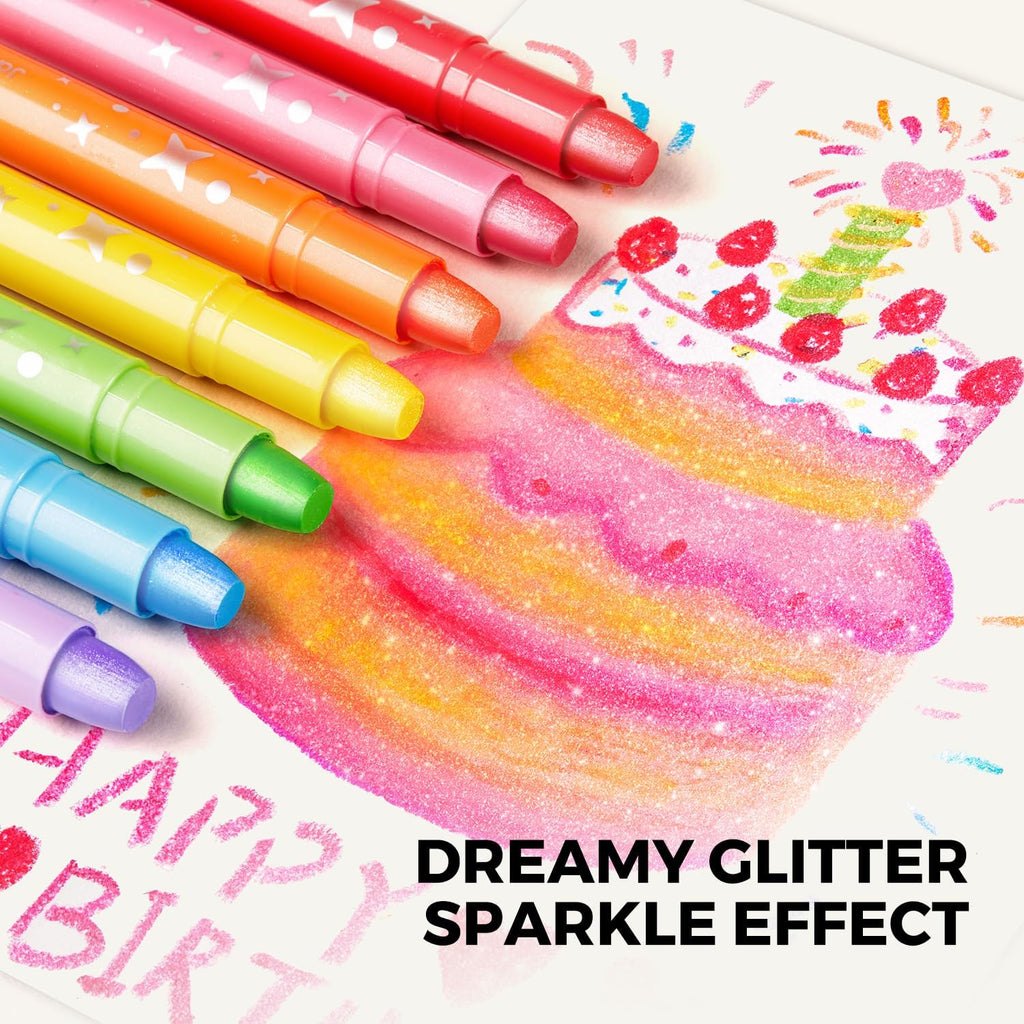 Jarmelo - Glitter Crayons for Toddlers 1-3, Crayons for Kids, (24 Ct.)