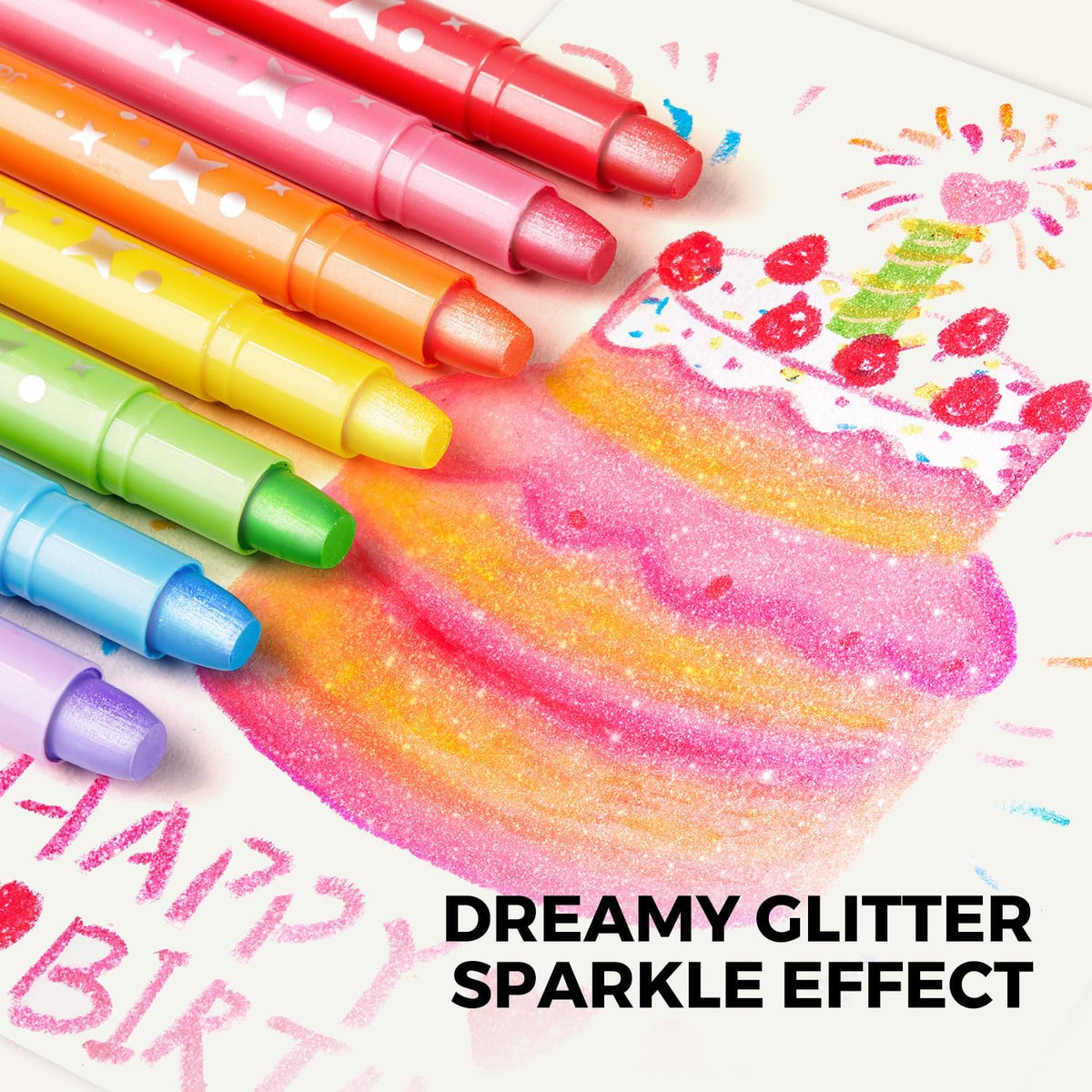 Jarmelo - Glitter Crayons for Toddlers 1-3, Crayons for Kids, (24 Ct.)