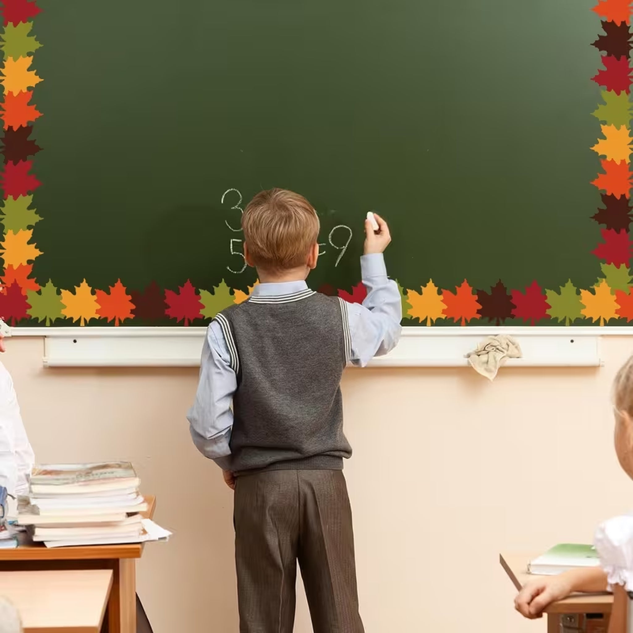 Autumn Leaf-Shaped Die-Cut Strips for Bulletin Boards