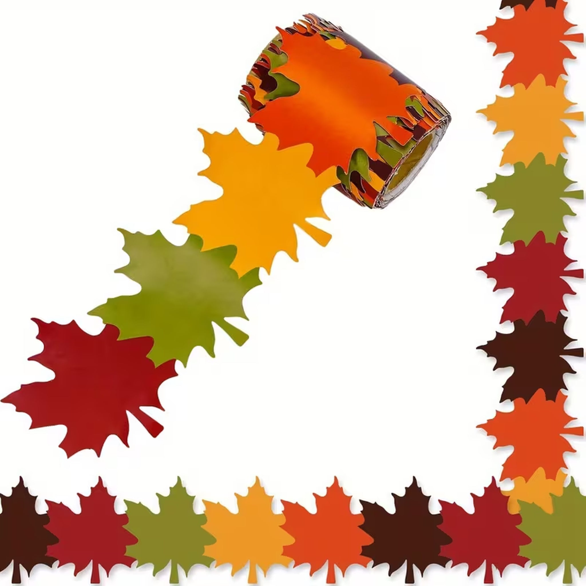 Autumn Leaf-Shaped Die-Cut Strips for Bulletin Boards