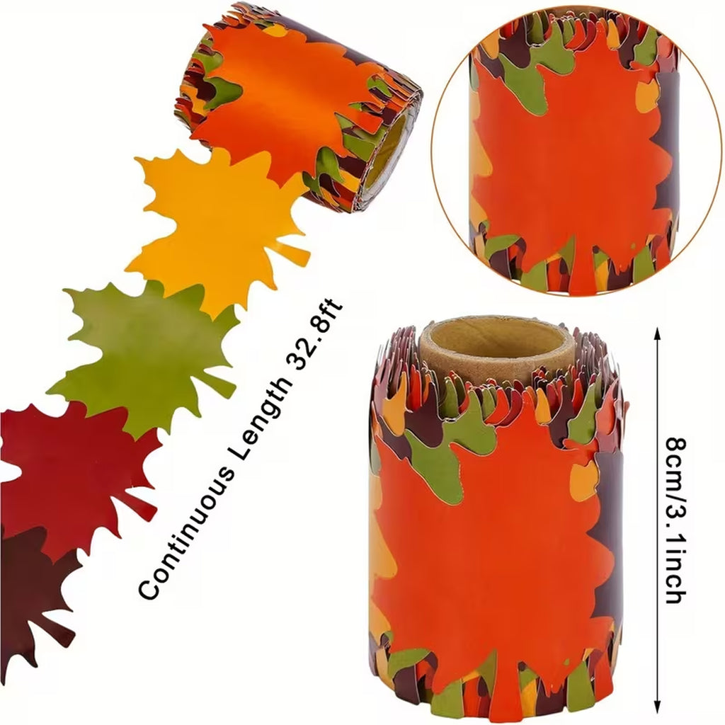 Autumn Leaf-Shaped Die-Cut Strips for Bulletin Boards