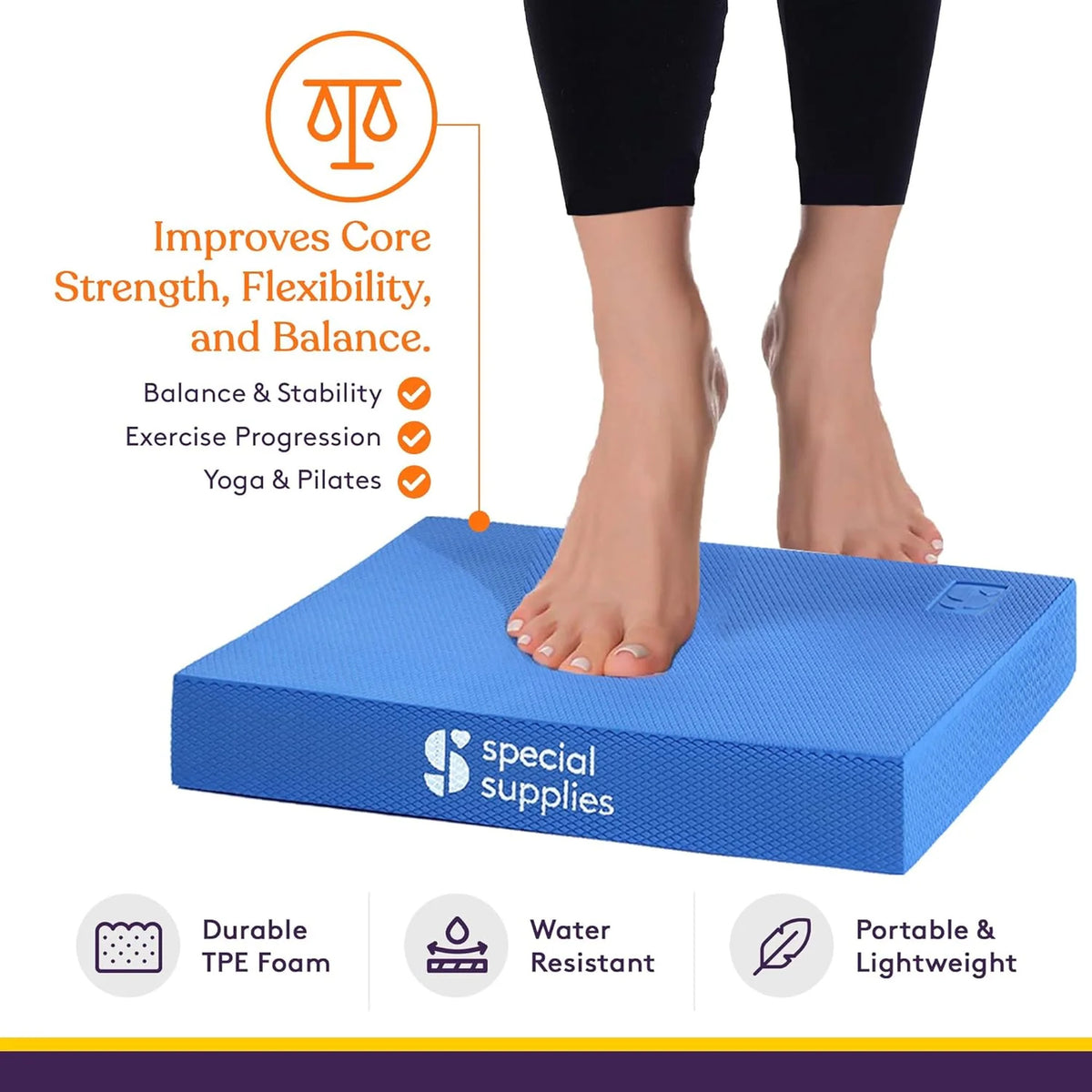 Special Supplies - Balance Pad Exercise Kit with Yoga Strap and Resistance Bands