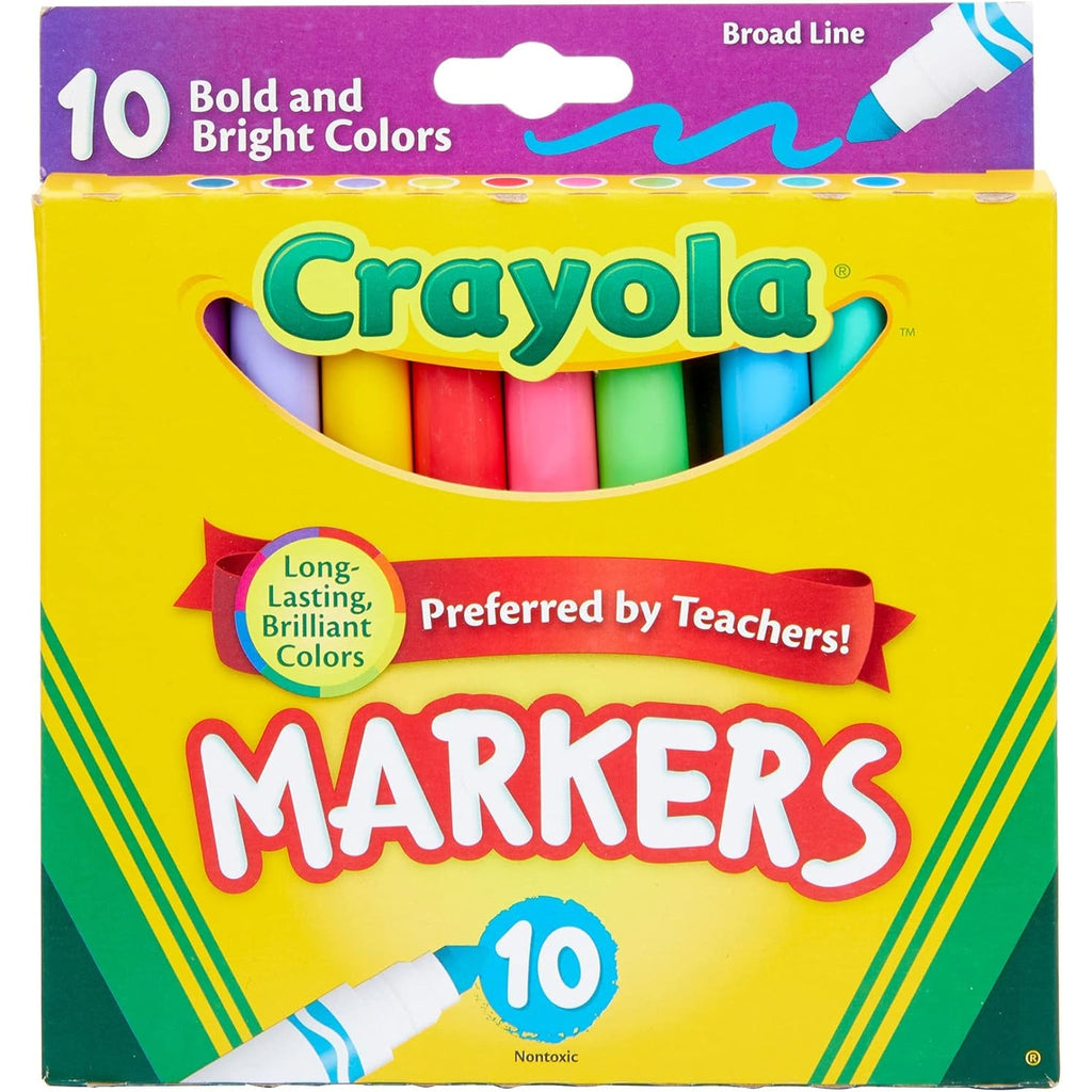 Crayola Markers, Broad Line, 10Count, Bright and Bold Markers
