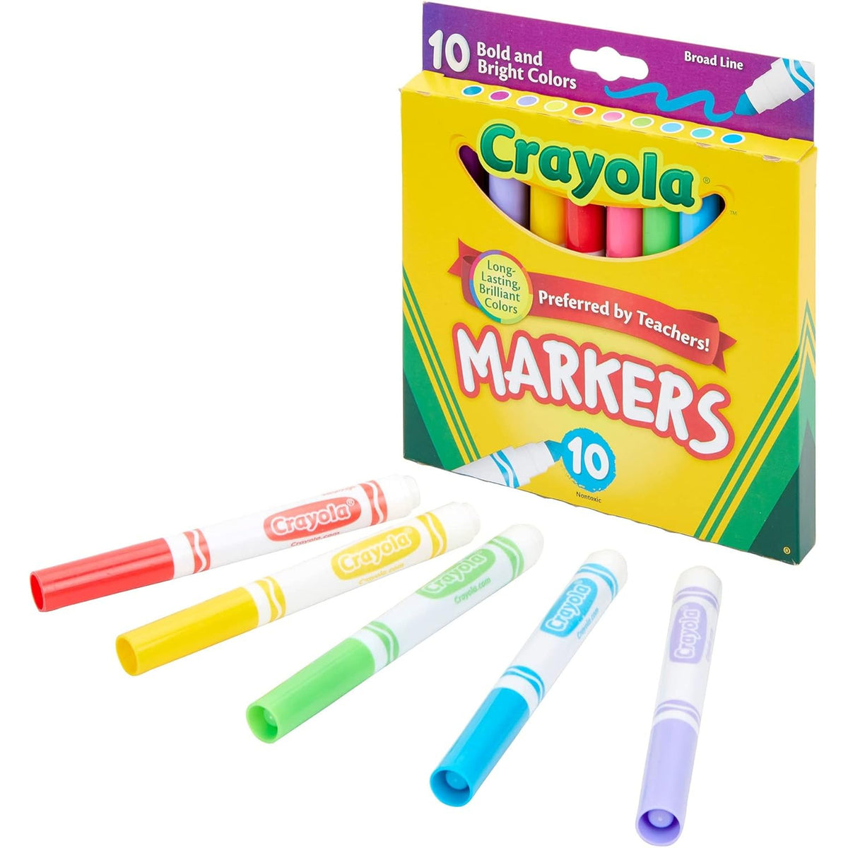 Crayola Markers, Broad Line, 10Count, Bright and Bold Markers