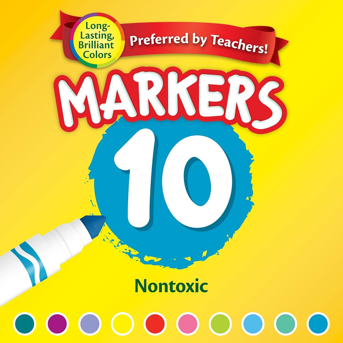 Crayola Markers, Broad Line, 10Count, Bright and Bold Markers