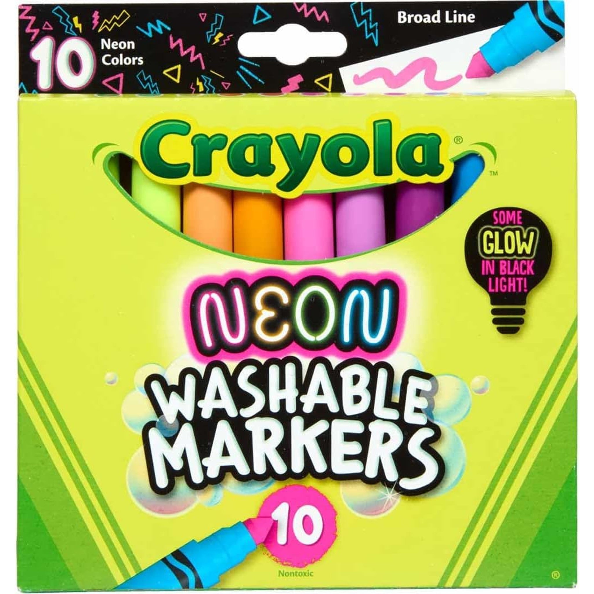 Crayola Neon Washable Markers, Broad Line (10 Ct)