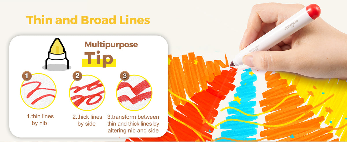 Jarmelo - Washable Markers for Kids Toddlers (36 Ct.)