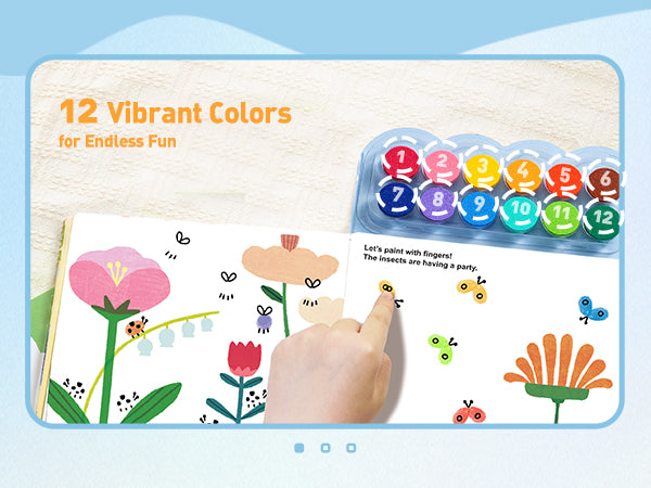 Jarmelo - Fingerprint Coloring Book for Kids, 12 Colors Ink Pad Handprint Coloring Book