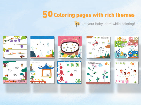 Jarmelo - Fingerprint Coloring Book for Kids, 12 Colors Ink Pad Handprint Coloring Book
