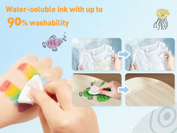 Jarmelo - Fingerprint Coloring Book for Kids, 12 Colors Ink Pad Handprint Coloring Book