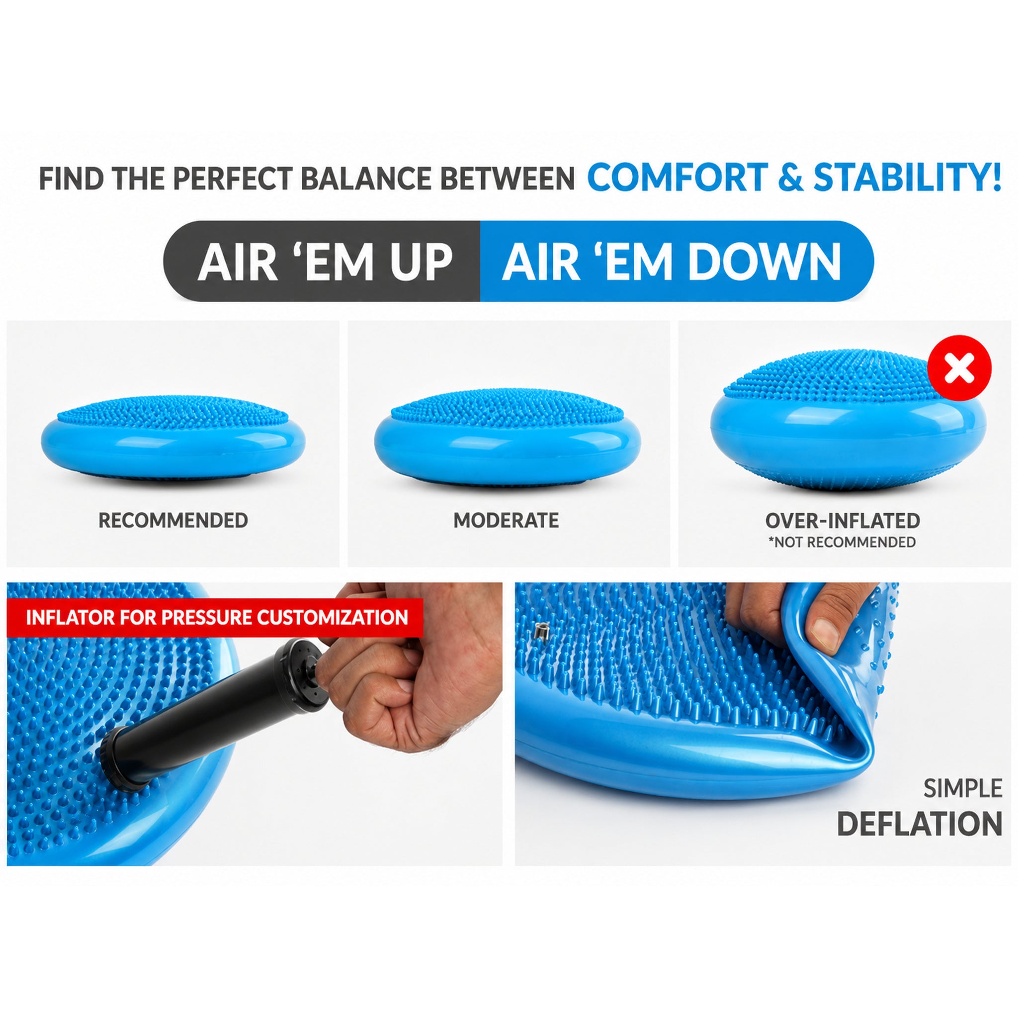 Inflated Air Stability Wobble Cushion
