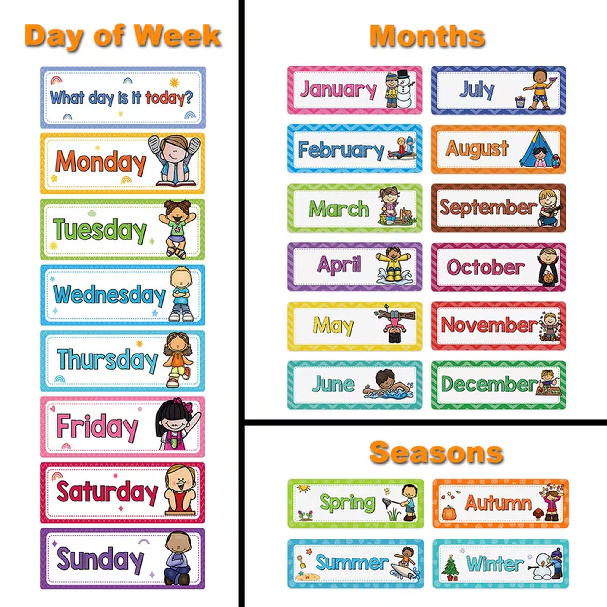 Headliners Set Day of the Week & Seasonal Weeks Learning Cards