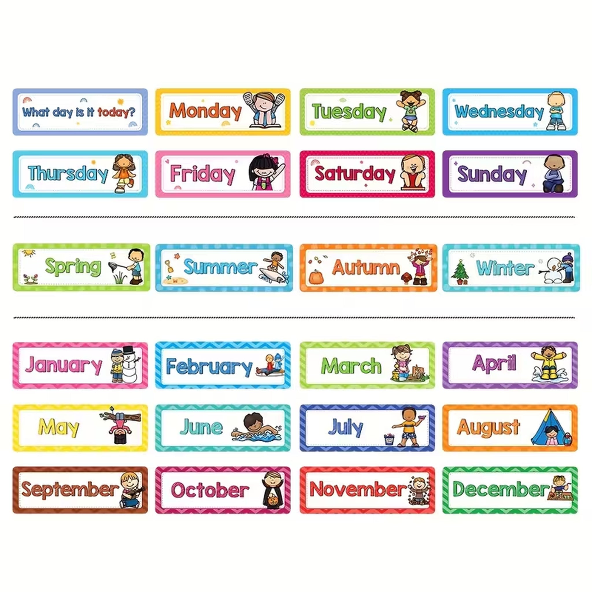 Headliners Set Day of the Week & Seasonal Weeks Learning Cards