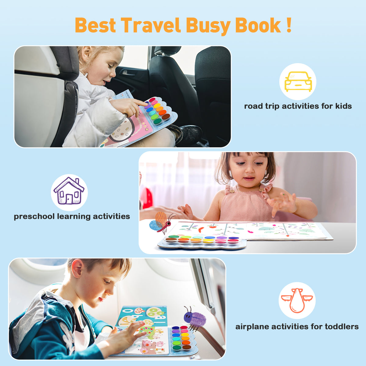 Jarmelo - Fingerprint Coloring Book for Kids, 12 Colors Ink Pad Handprint Coloring Book