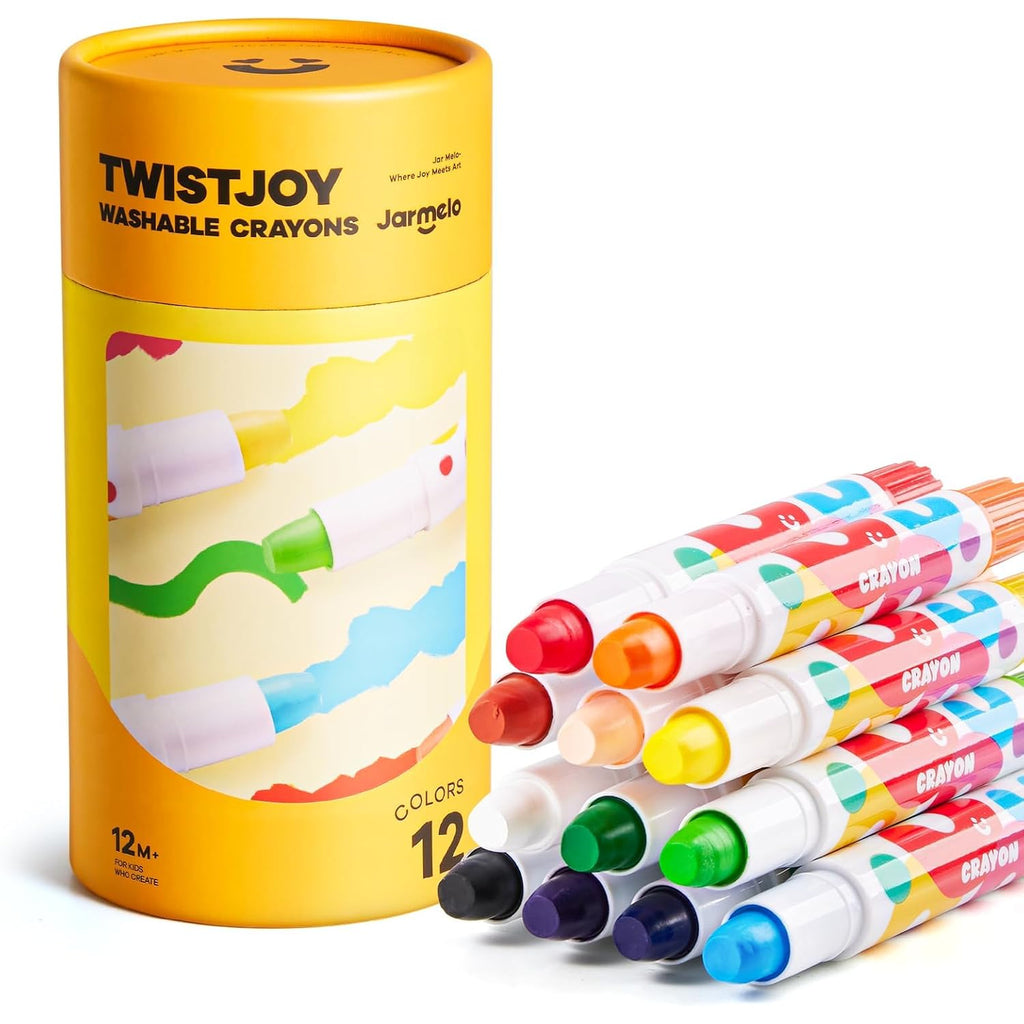 JarMelo Jumbo Crayons for Toddlers, Twist Joy Washable Crayon (12 Ct)