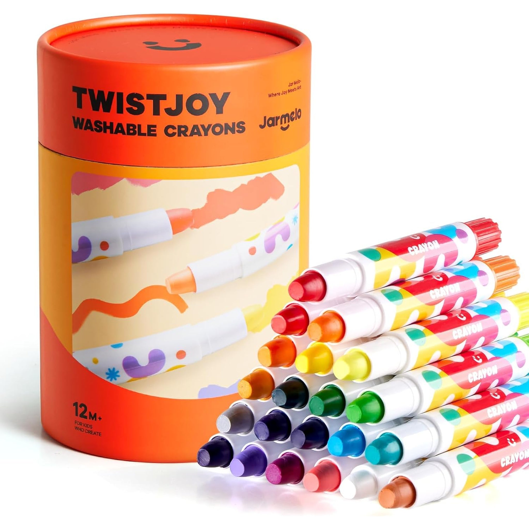 Jar Melo Jumbo Crayons for Toddlers, Twist Joy Washable Crayon (24 Ct)
