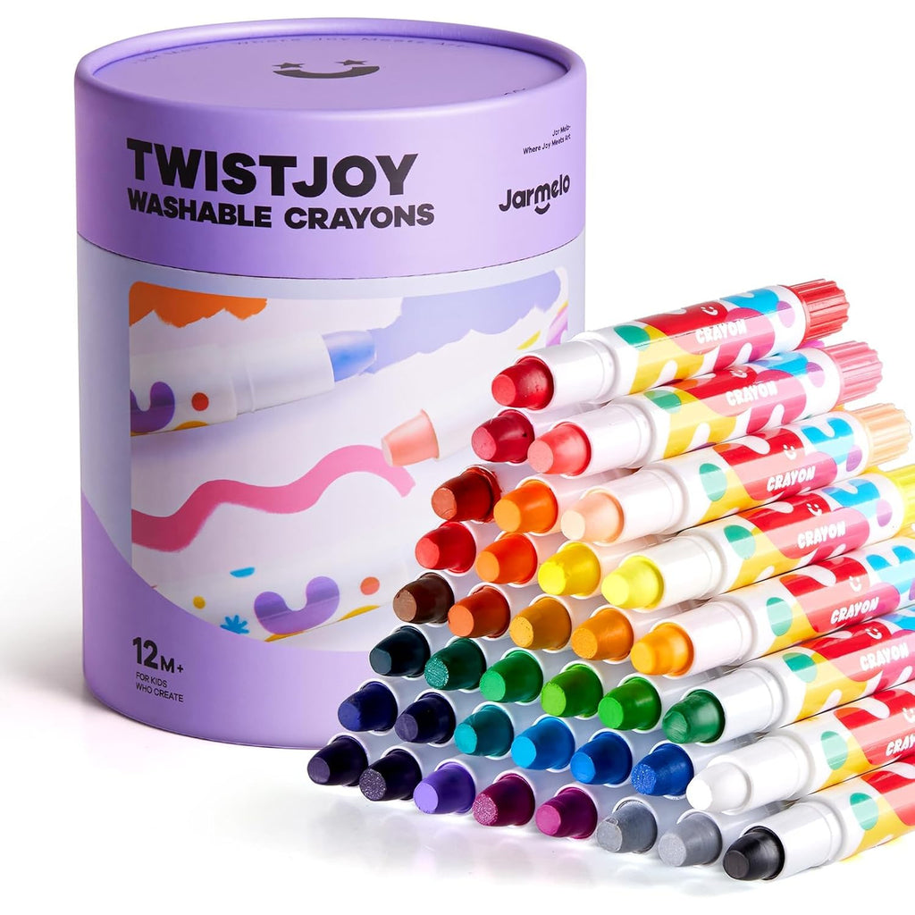 JarMelo Jumbo Crayons for Toddlers, Twist Joy Washable Crayon (36 Ct)