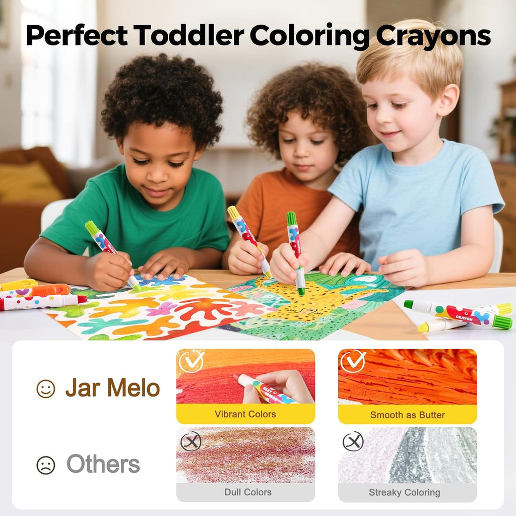 JarMelo Jumbo Crayons for Toddlers, Twist Joy Washable Crayon (36 Ct)