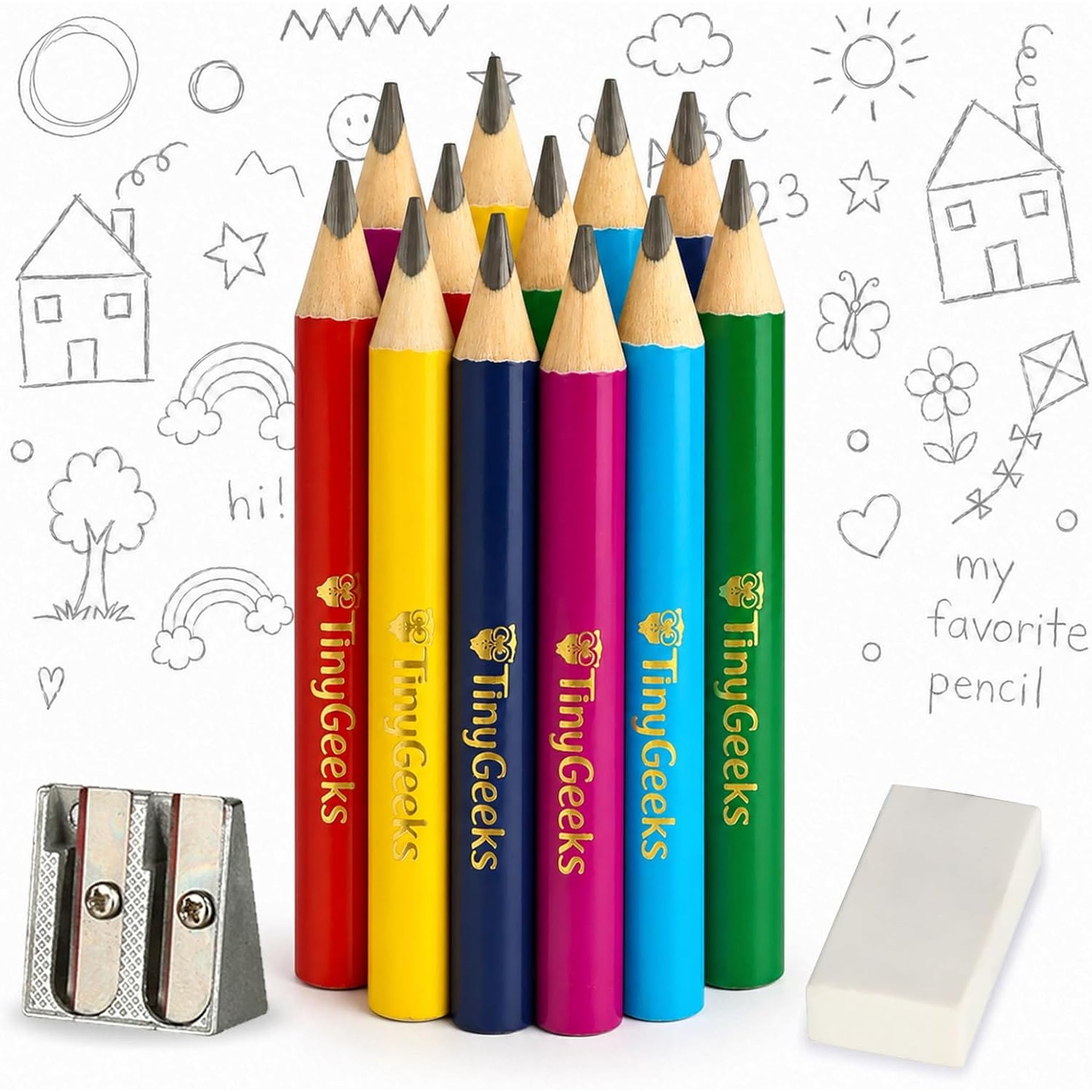 Tiny Geeks - Jumbo Pencils - Set of 12